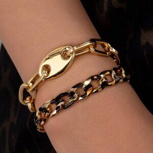 ✨Gold & Tortoise Chain Link Bracelet Set✨